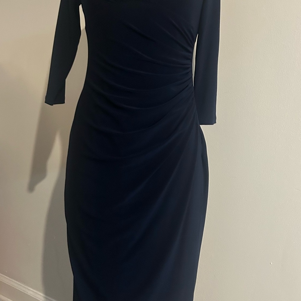 Lauren Ralph Lauren Black Long-Sleeve Ruched Sheath Dress